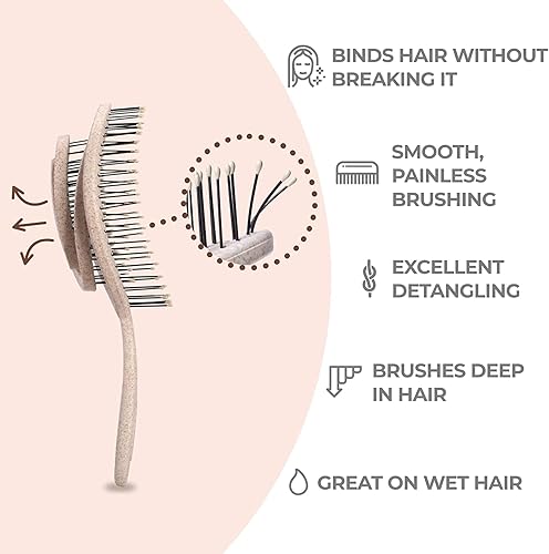 Miniatura 2 de Ninabella - Cepillo orgánico desenredante para el cabello para mujeres, hombres y niños, no tira del cabello, alisador de cabello para cabello liso,