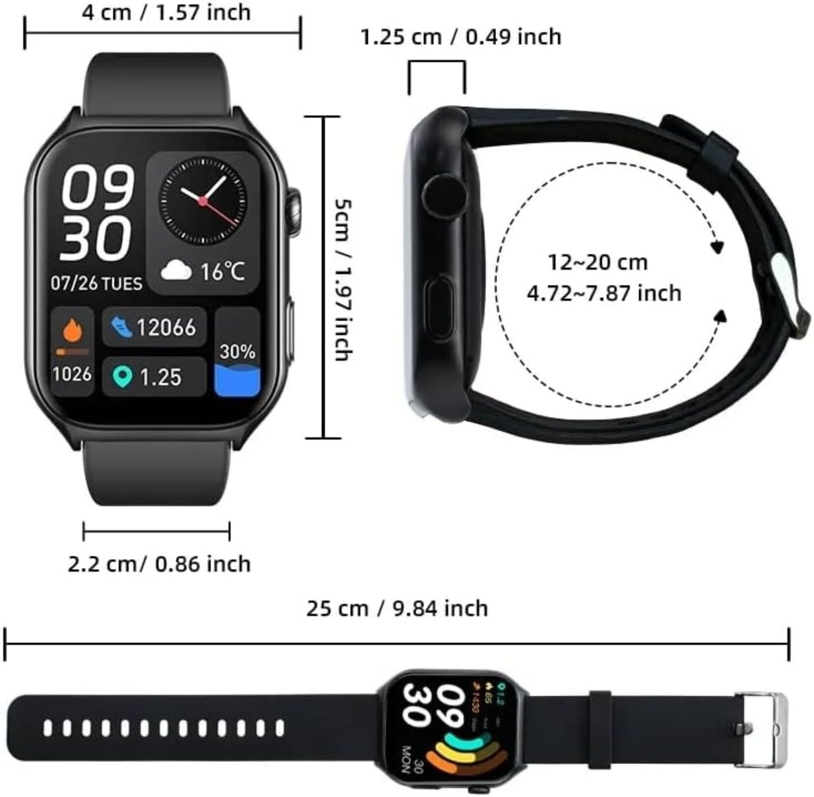 Reloj inteligente con seguimiento de fitness con llamadas Bluetooth y múltiples modos deportivos, reloj con pantalla táctil impermeable IP68 para usuarios diarios y de fitness