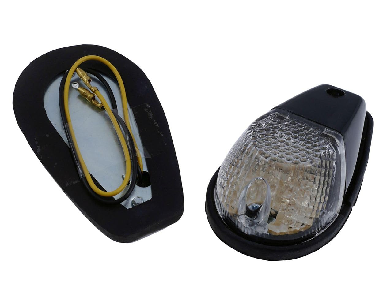 LED-Verkleidungsblinker, schwarz, E-gepr., Paar | 2x Blinker mit Befestigungsmaterial, 12 V/10 W, Lichtfarbe Orange, Maße 92 × 55 × 33 mm; vorn per Schrauben oder Kleben.