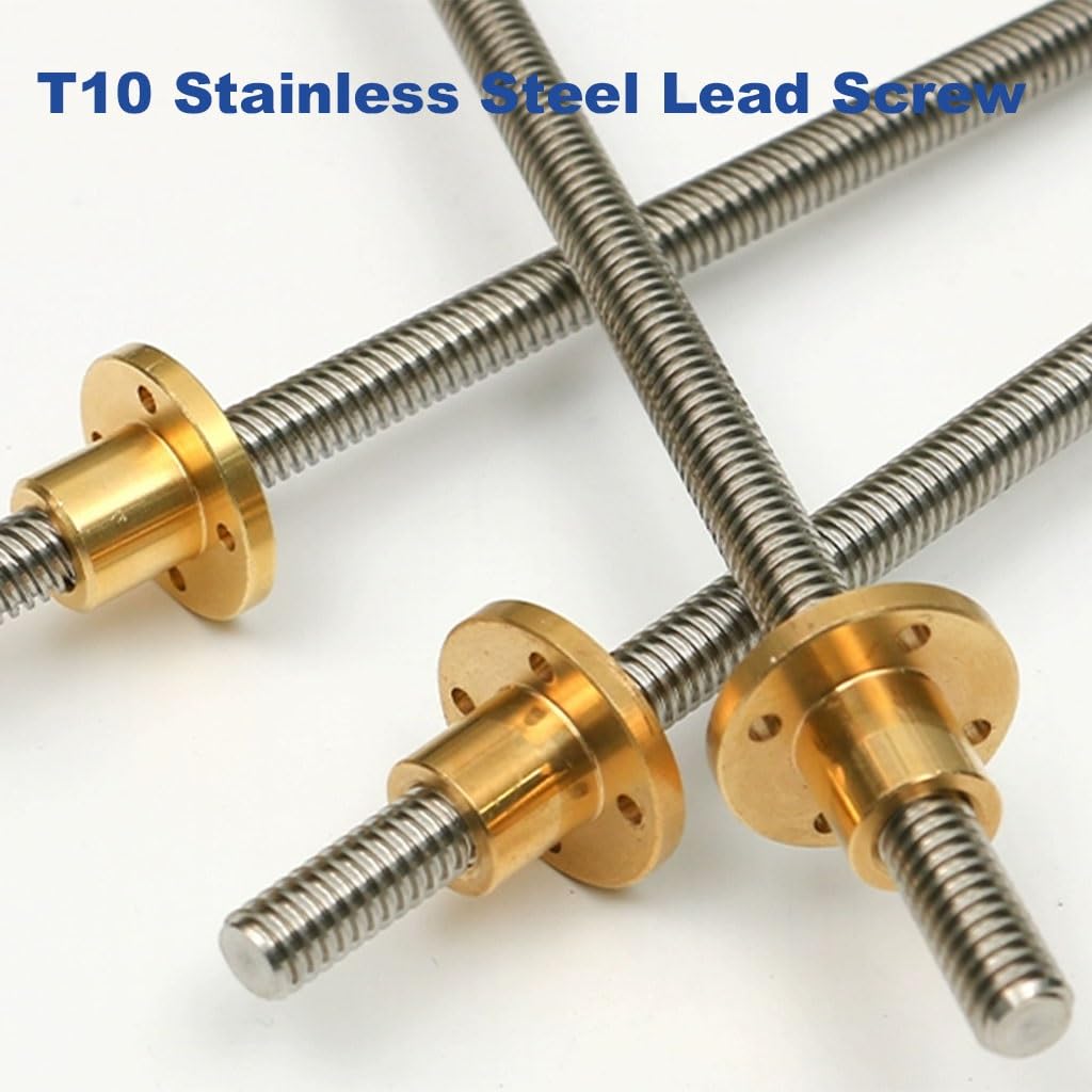 Gewindestange aus Edelstahl, 1 Stück T10 Edelstahl for CNC-3D-Drucker, Länge 100 200 300 400 500 600 700 800 1000 mm, Steigung 4 mm, Trapezspindelschraube und Mutter