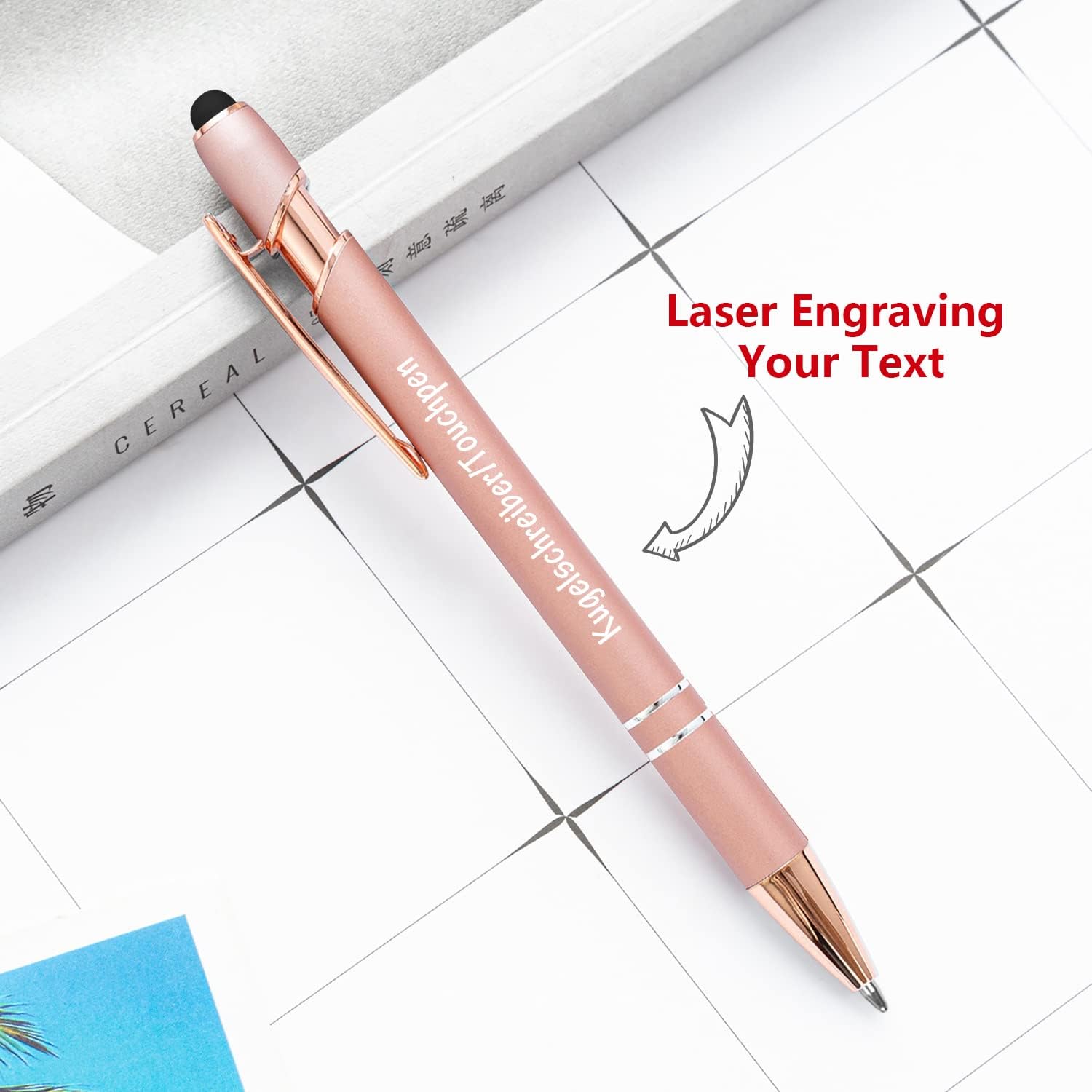 24 pcs Personalized ballpoint pens with name, logo or anniversary, birthday, graduation, office information - custom engraved ballpoint pen, medium size black ink pen