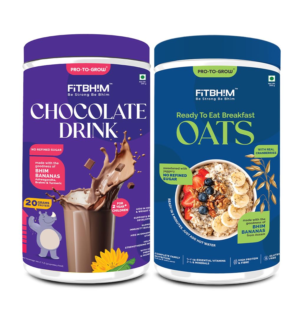 Healthy Nutritional Fitbhim Chocolate Drink & Ready To Eat Instant Oats Combo 500 g (Pack of 2)-image-40