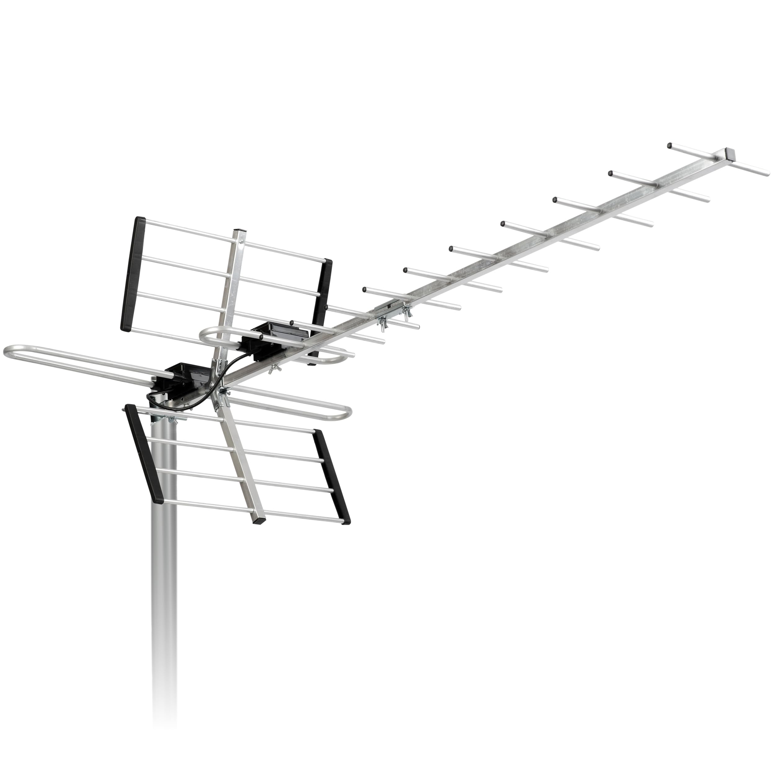 Berdsen Antena DVBT2 z Wzmacniaczem Wewnętrznym 15 dB - Zasięg do 80 km - Zewnętrzna Antena Outdoor - Filtr LTE - Full HD Ultra HD 4K