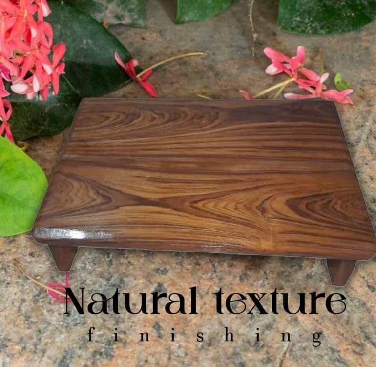 IThree Solid sheesham Wood Furniture Sheesham Wood Pooja Bajot Chowki Patra Bajot Patla Navratra Puja Stand for Temple Wooden Chaurang for Pooja (Brown Walnut)