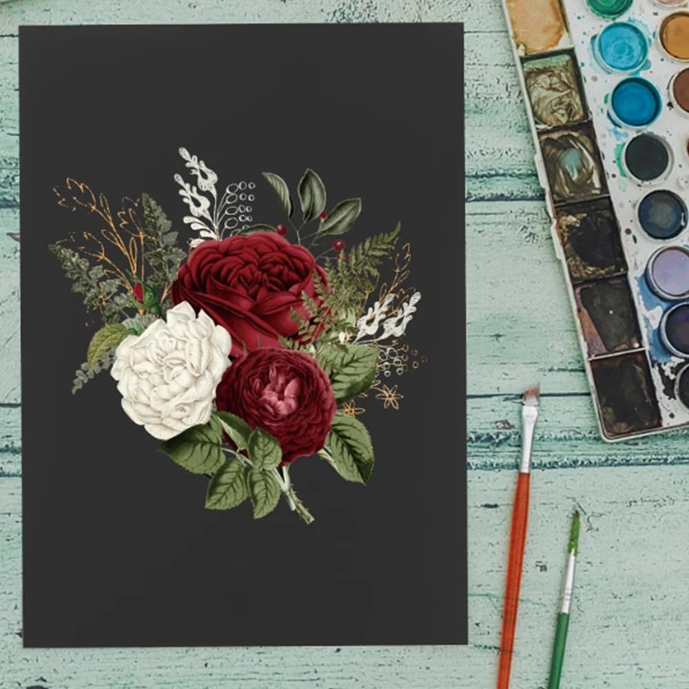 Atliberswo 50 Blatt Schwarz Tonpapier A4 - Dicker Bastelkarton 280g/m² Für Geschenkpapier & Kunstprojekte