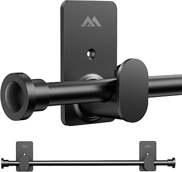 ZNONOX Curtain Rods No Drilling for Windows 30 to 90 Inches,5/8 Inch Diameter No Drill Curtain Rod Modern Finial with 3M Adhesive Brackets, Black