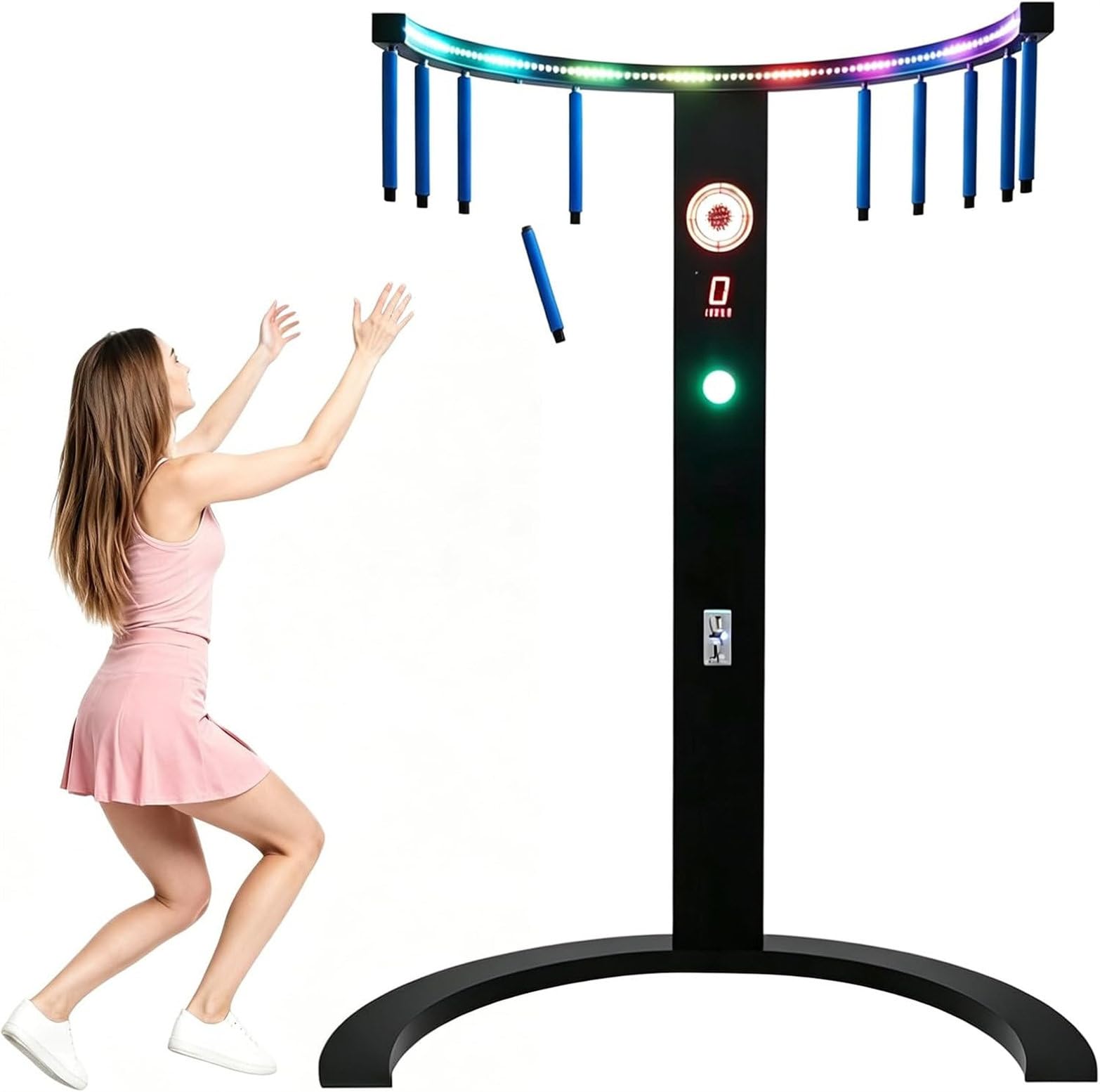 GYQSSD Falling Catching Sticks Game Machine, Portable Hand Eye Coordination Training Machine with LED Lights, Drop Stick Challenge Game for Parties, Events, Rental, Carnivals, Bars