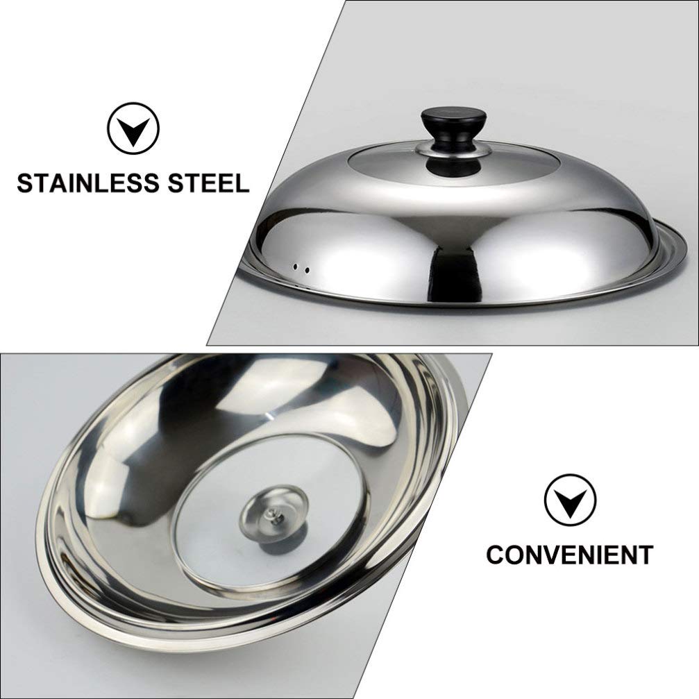 Yardwe Stainless Steel Universal Lid Pots and Pans Cover Replacement for Frying Pan and Cookware 38CM
