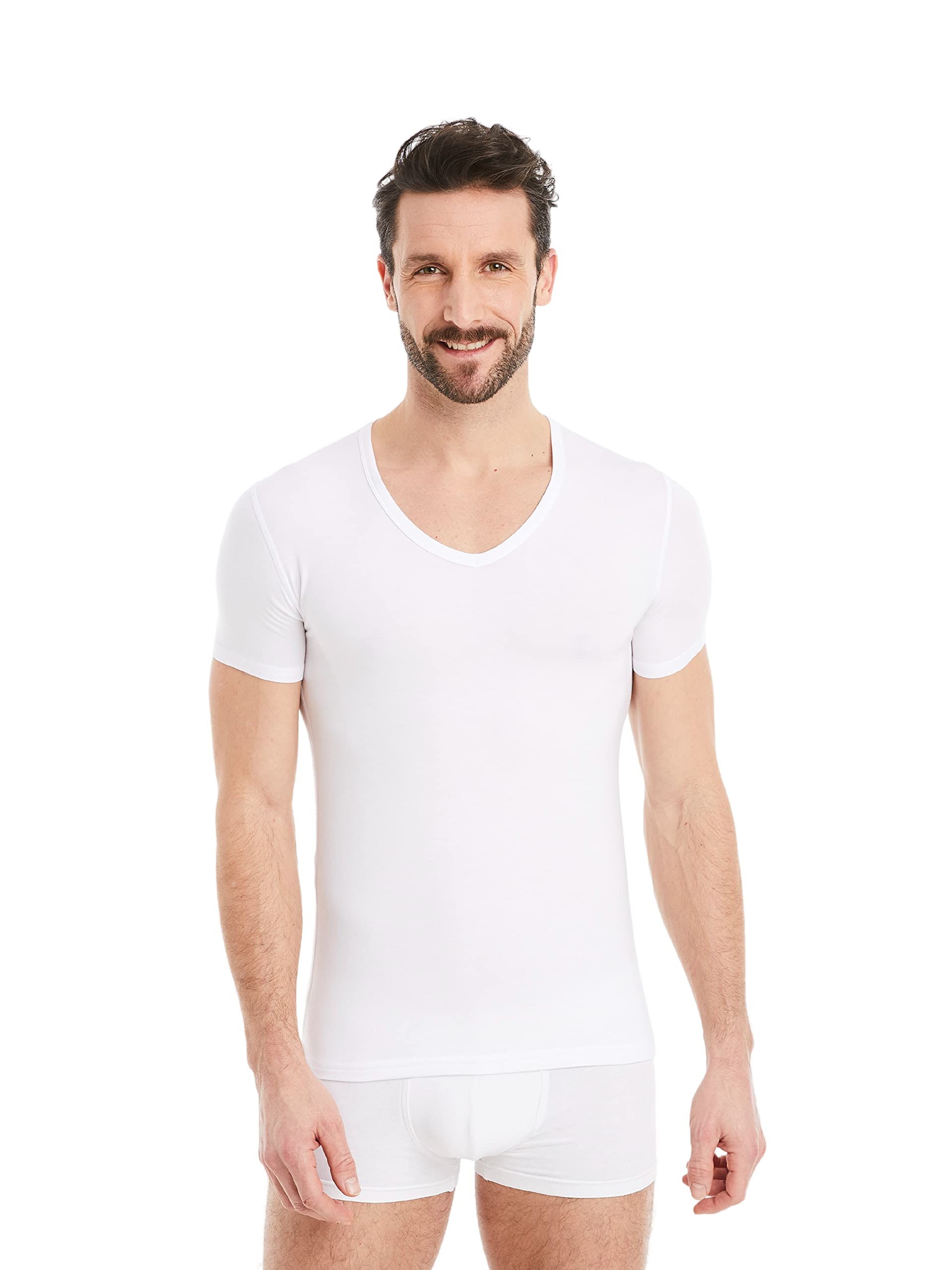FINN Camiseta Interior Business Hombre de Manga Corta con Cuello en V - Camiseta Interior de Tejido Original Lenzing® Modal - el T-Shirt Debajo de Camisas y Trajes