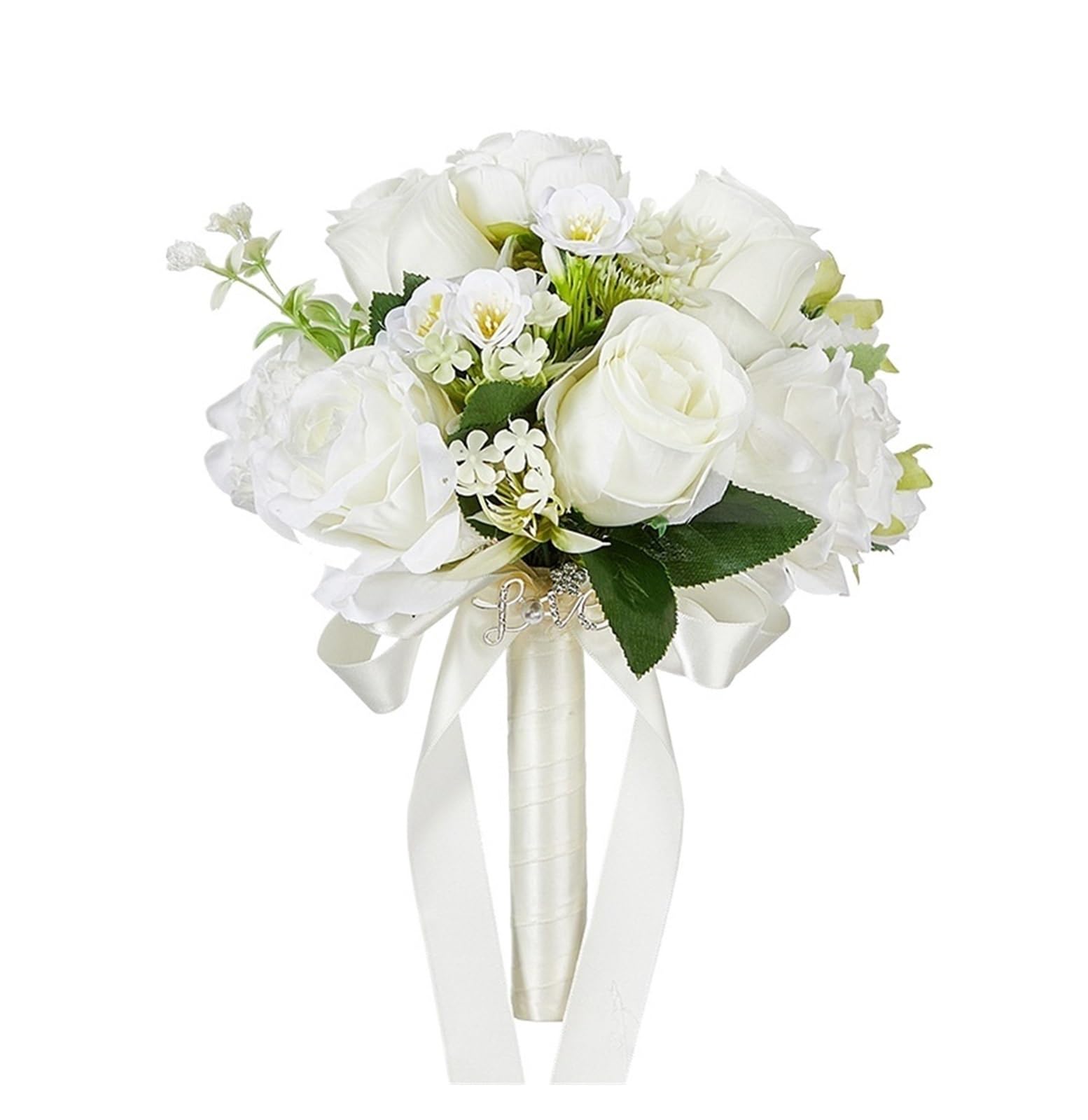 SHENJMAI Artificial Flower Bouquet Wedding Bouquets for Bride Bridesmaid Artificial Rose Peony Bridal Bouquet for Rustic Ceremony Decoration