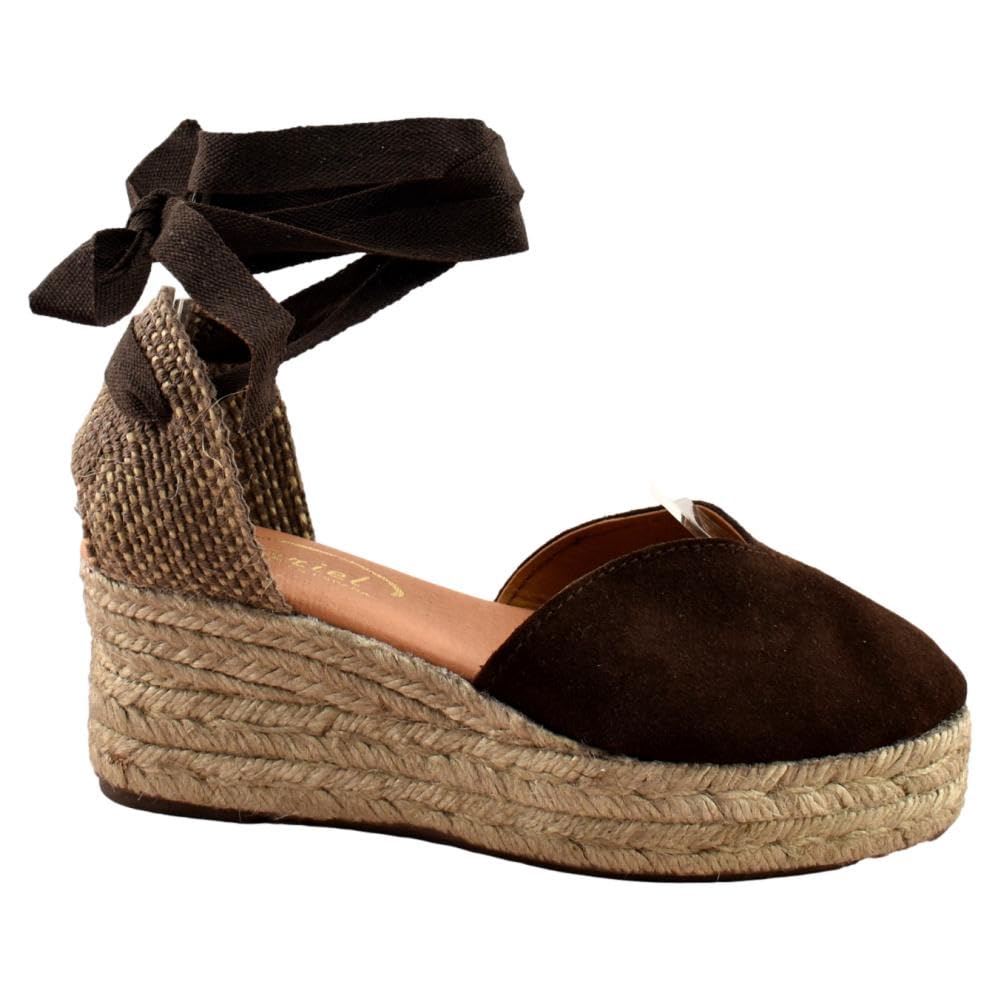 Mariel - Alpargata de Esparto Tipo Valenciana con cuña y Plataforma 025890 Cuero