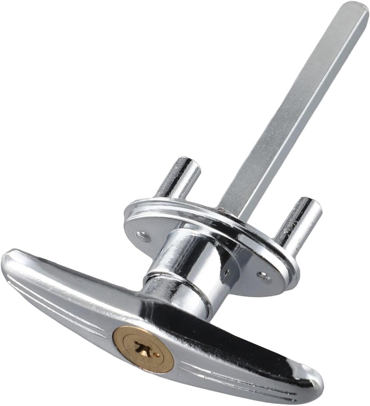 Zinc Alloy Garage Door Lock T Handle, RV Door Lock Mechanism with T Shaped Cam Security Latch, Trailer Door Lock, Exterior Lock, Silver(Lock + 2 keys)