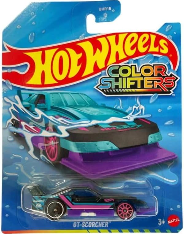 Hot Wheels Color Shifters GT-Scorcher - Changes Color When Exposed to Warm or Cold Water! 1:64 Scale Diecast Toy Vehicle