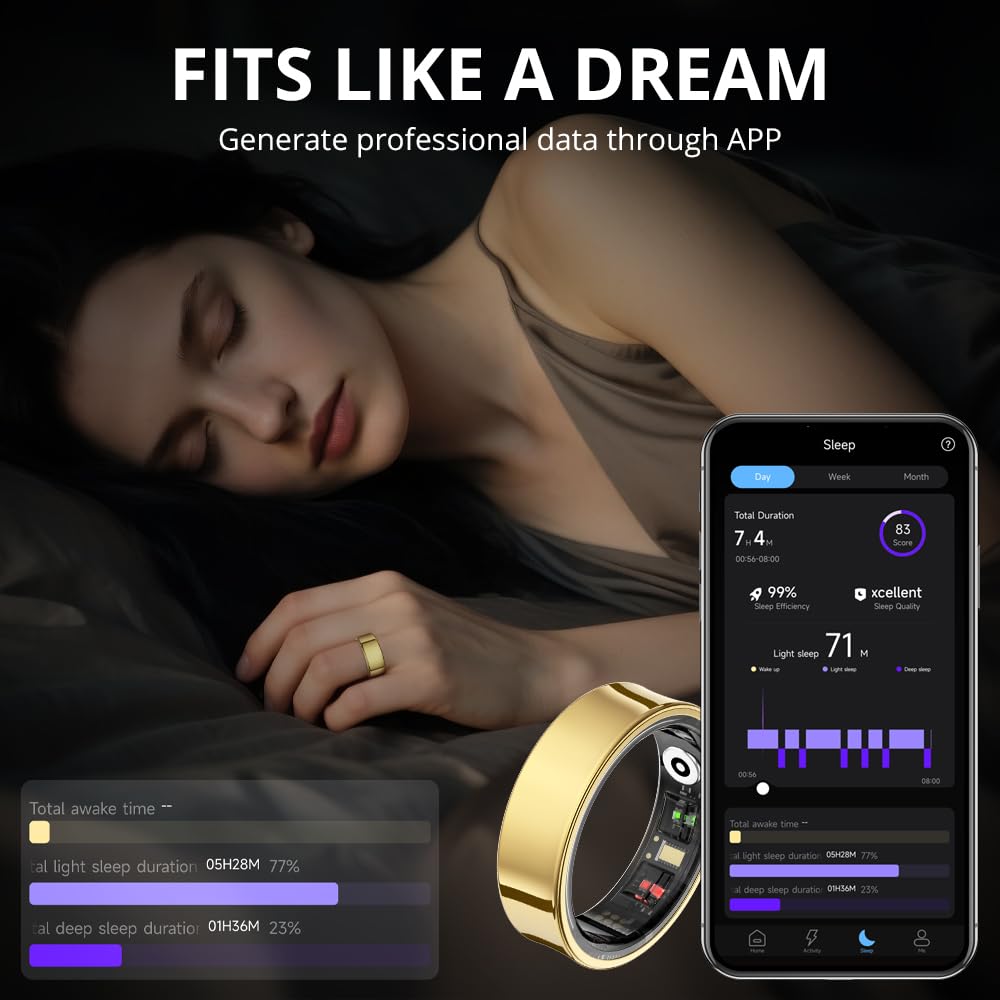 COLMI R09 - Anello intelligente da donna con monitoraggio della temperatura corporea e del sonno, promemoria per stress e ciclo, impermeabile fino a 5 atm, indossabile per coppie, regalo senza