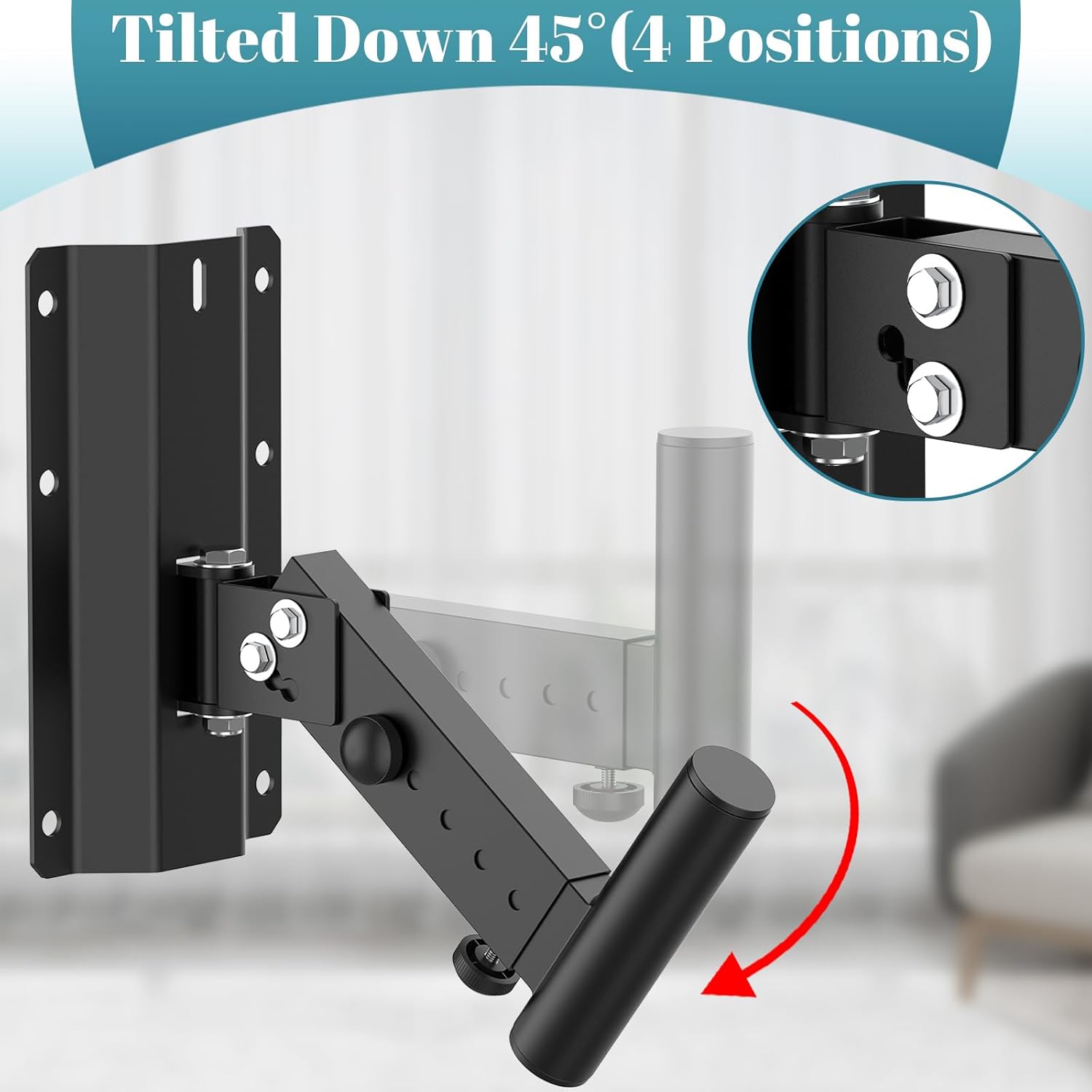 ForoGore Heavy Duty PA Speaker Mount Bracket Support up to 110lbs Adjustable Speaker Mount Extension Arm Swivel & Tilt, 2 Pack Black - Image 4