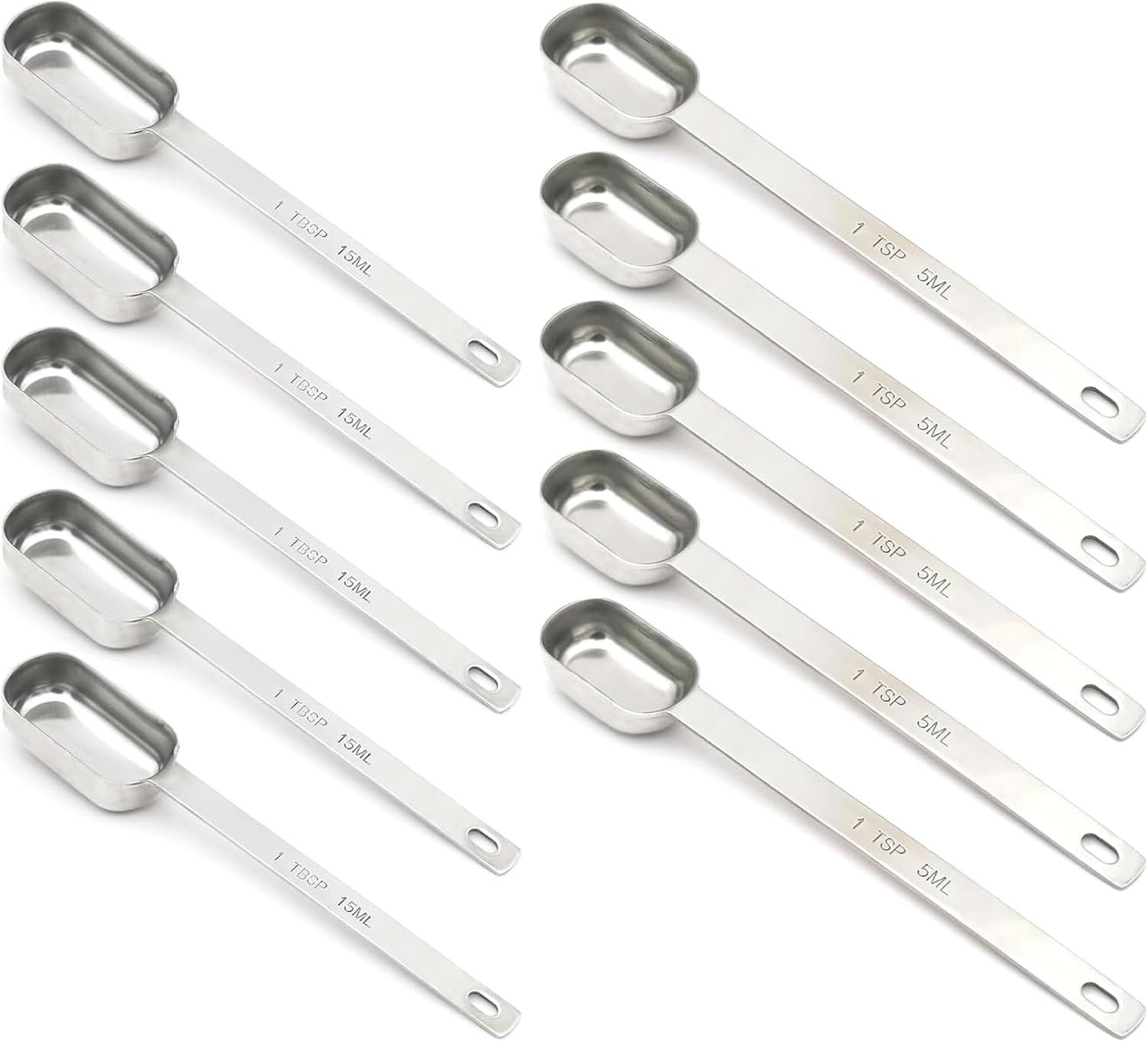 5PCS 1tbsp and 5PCS 1tsp Long Handle Measuring Spoon Bundle