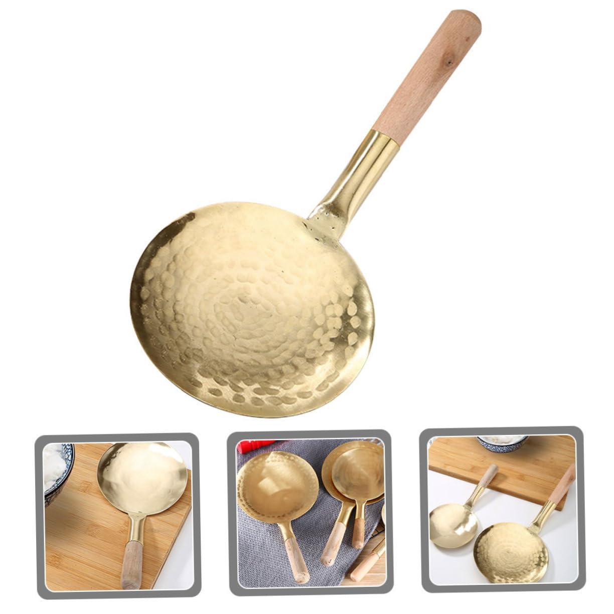 COLLBATH 3 Pezzi Di Robusto Mestolo Da Cucina in Rame Per Tofu Impugnatura Comoda Per Servire in Modo Efficiente