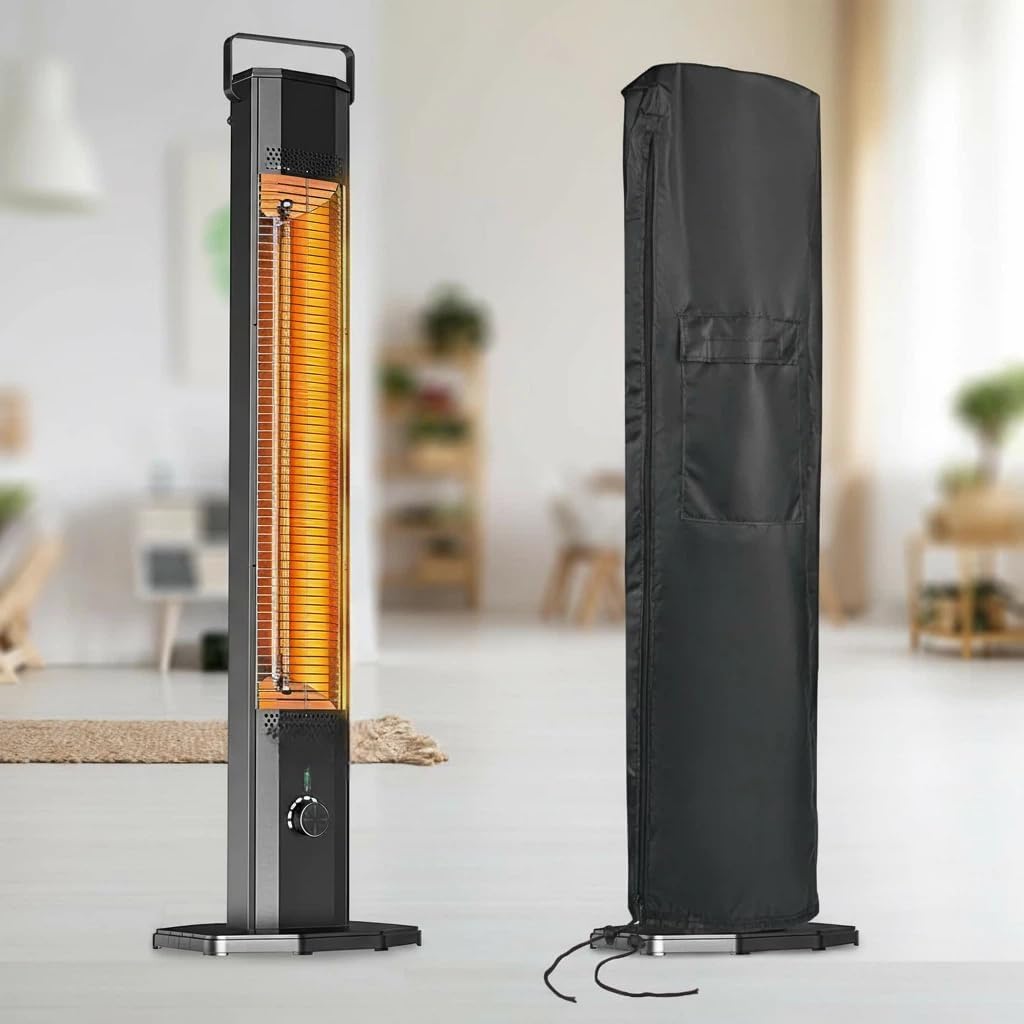 42Inch Patio Heater Covers with Zipper, Outdoor Heater Cover, Waterproof, Dustproof, Wind-Resistant, Sunlight-Resistant, Snow-Resistant, Tear-Resistant, Heat-Resistant, 10.2"Dx12.6"Wx41"H Black