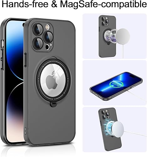 Miniatura 5 de Funda magnética para iPhone 14 Pro, con anillo de soporte, compatible con Magsafe protección de cámara grado militar a prueba de golpes con parte