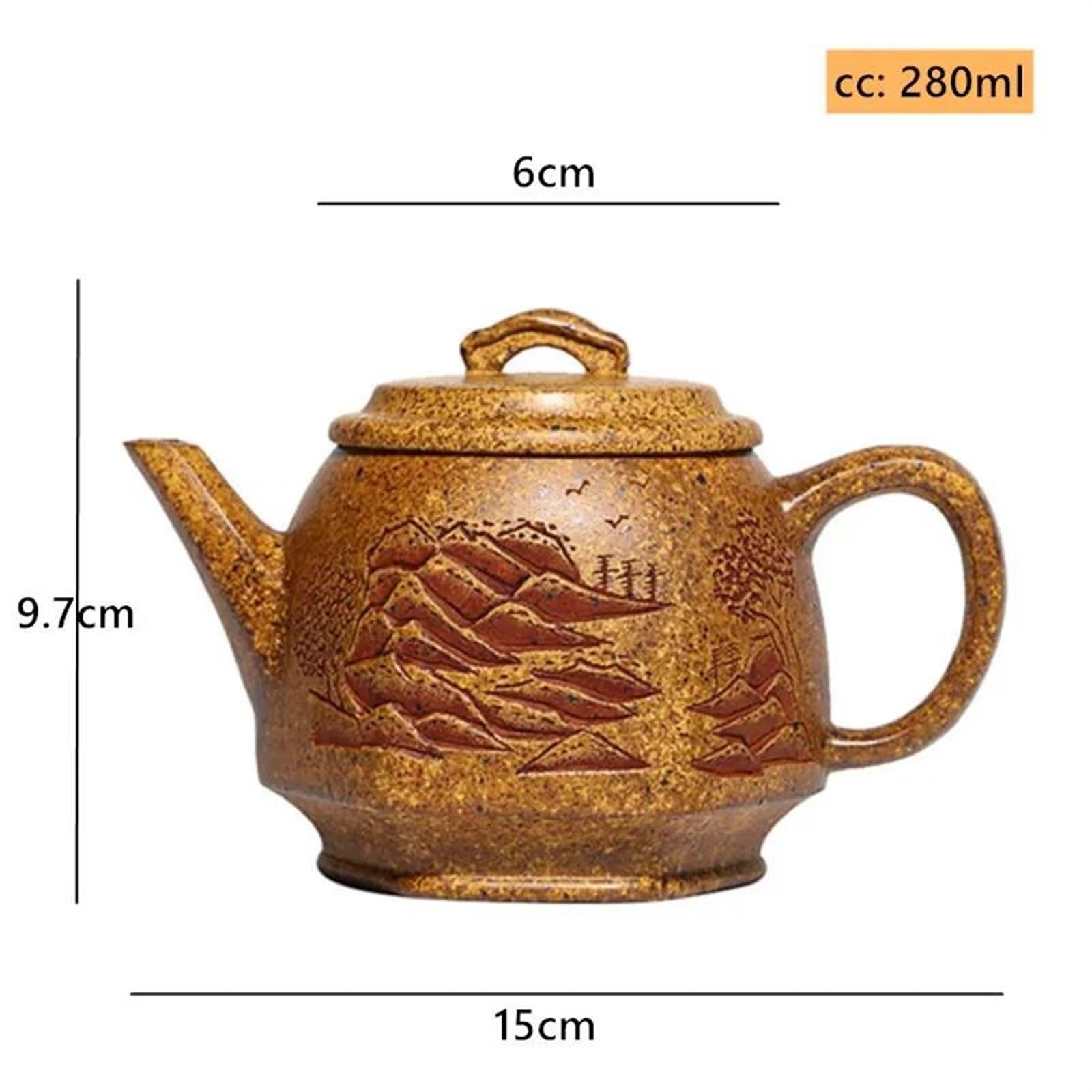 Zestaw do herbaty popołudniowej, zaparzacz do herbaty, autentyczna surowa ruda, zestaw błotny, 280 ml, fioletowa gliniana czajniczek Yixing, ręcznie malowany, sześć kwadratowych dzbanków do herbaty