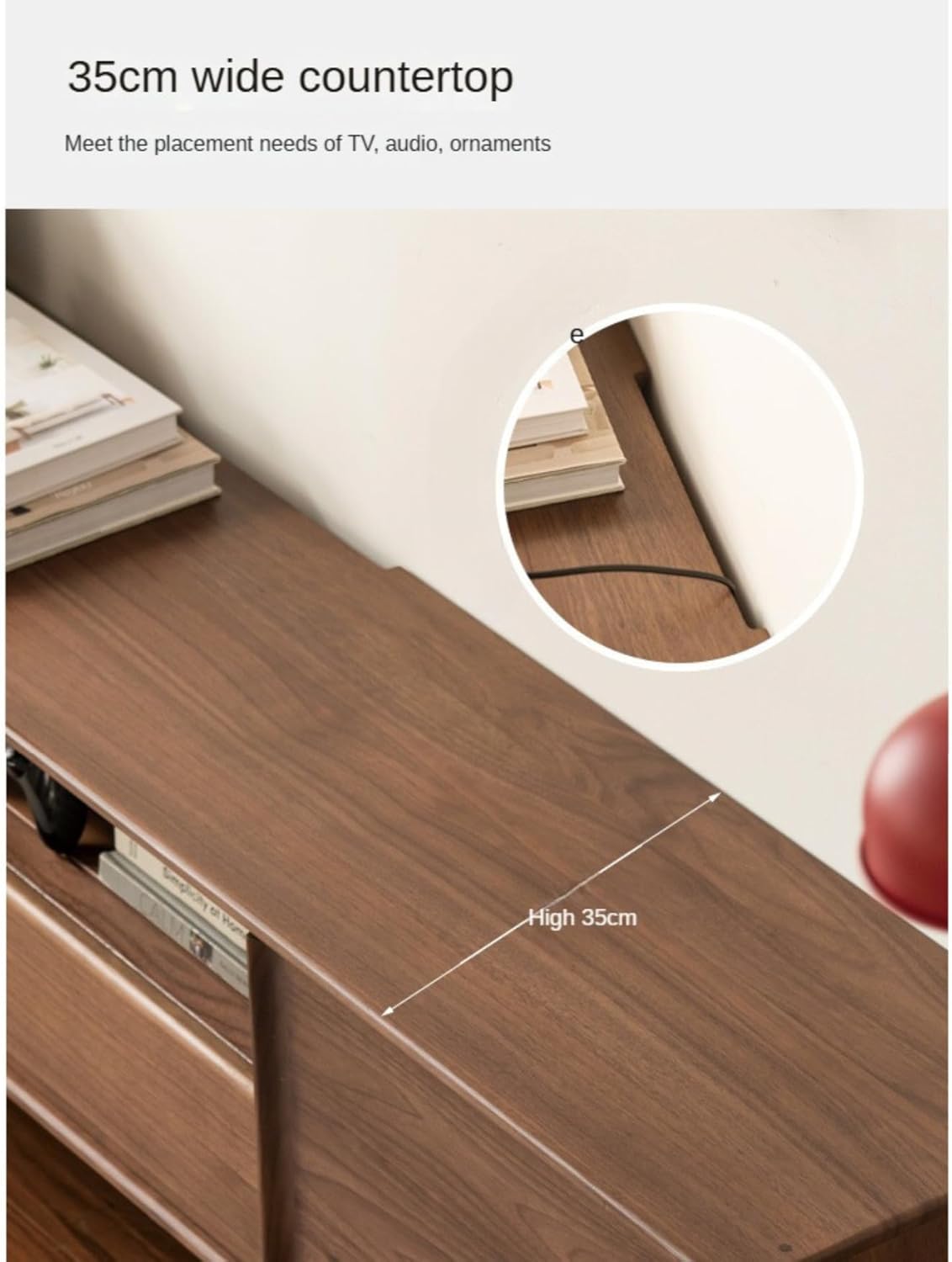 GVAwood Black Walnut Solid Wood Modern Simple TV Cabinet. 86.6x13.7x19.6 inch / 220x35x50cm / Rich Dark Walnut Color/TV Cabinet
