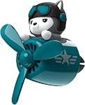 Black Dog Pilot Car Air Fresheners Cute Dog Airplane Car Diffuser Rotating Propeller Air Outlet Vent Fresheners Car Vent Cute Air Freshener with 2 Packs Replacement Tablets Creative Car Perfume