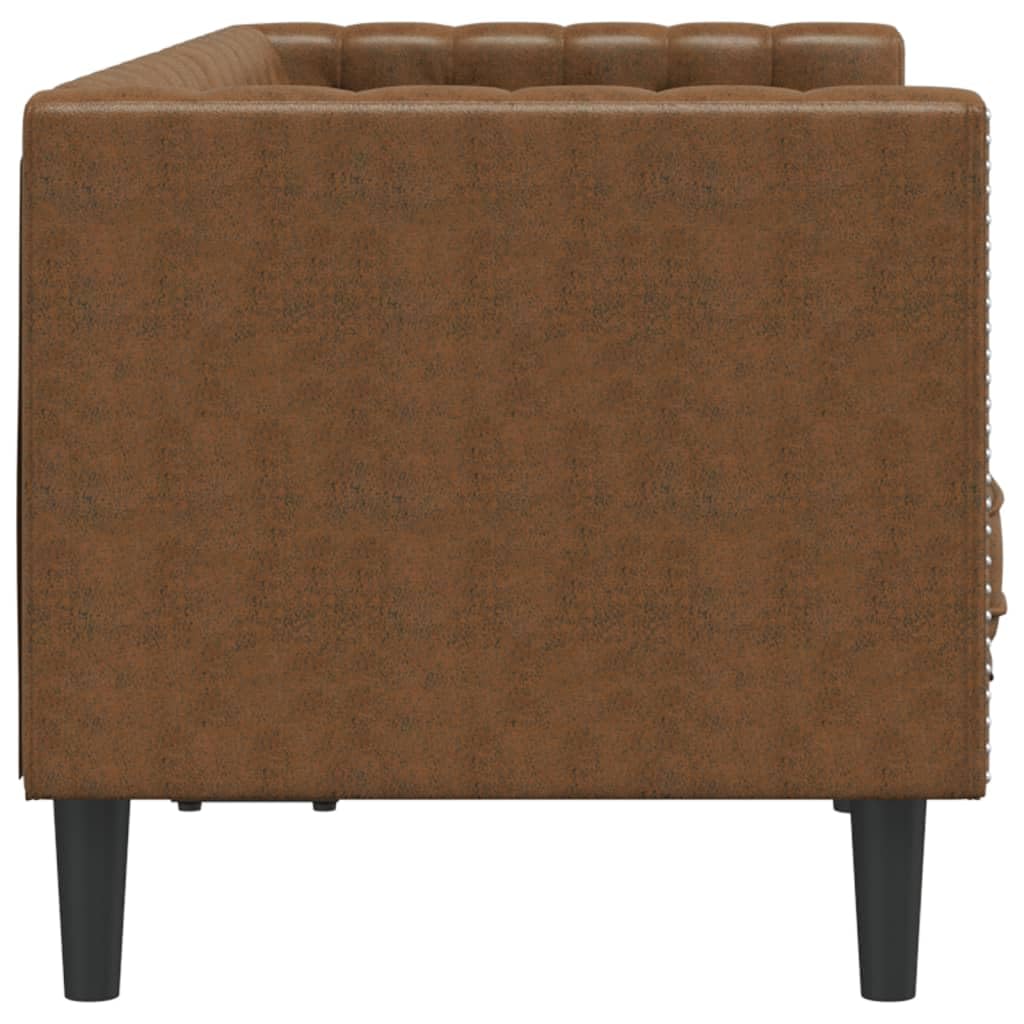 vidaXL Sofá Chesterfield de 2 plazas Piel de Ante sintético marrón, sofá, sofá de Dos plazas, Asientos de salón, sofás, sofá tapizado