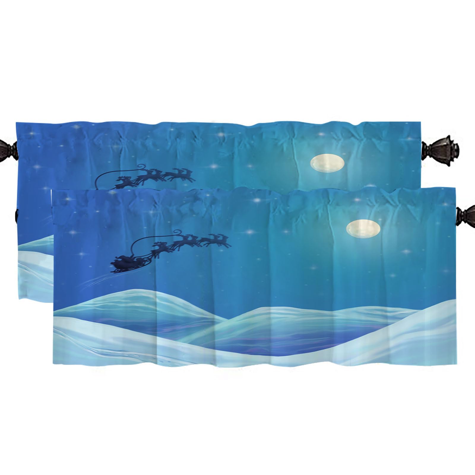 Window Treatments Curtains Pack of 2 52X18 Inch Christmas Time Santa His Way North Sky Raster Card Christmas Curtains for Kitchen Dining Room Bedroom Windows