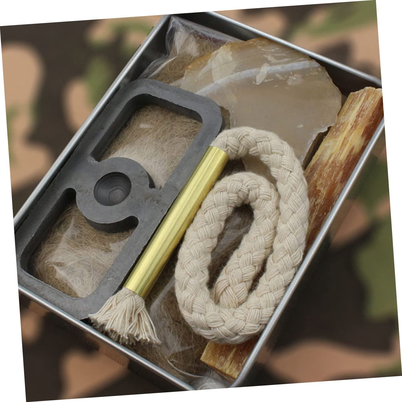 Feueranzünder Satz aus Baumwolle und Metall für Outdoor Grillen und Kochen Robustes Feuerstartwerkzeug für Camping