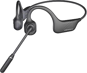MONODEAL Bone Conduction Headphones with Mic, Bluetooth 5.3 Open Ear Headphones with Noise-Canceling Boom Microphone, Wireless Headset Earphones for Work, Driving, Home Office Commercial asin的图片