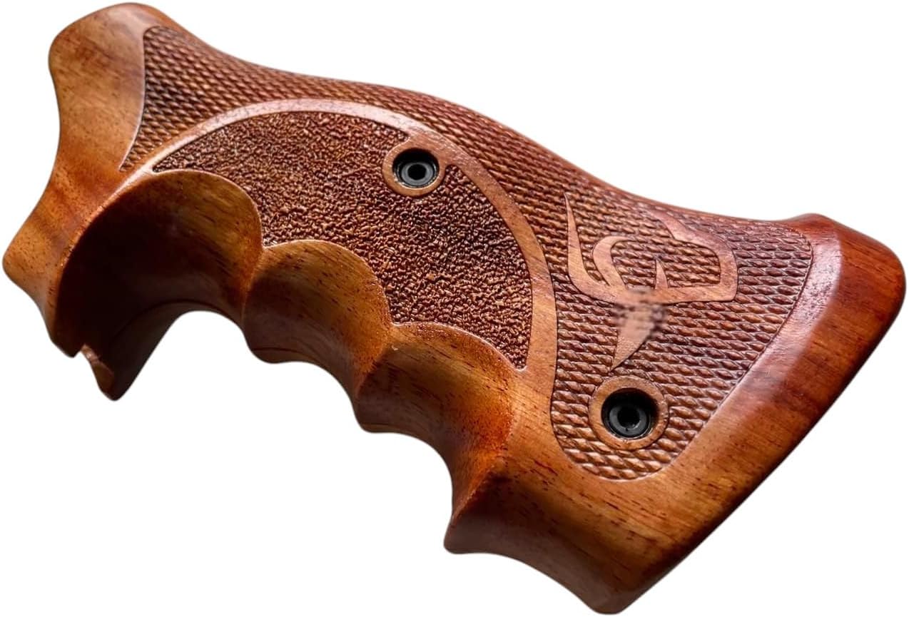 New Professional Target Grips Compatible with Taurus Tracker/Judge 17 44 415 425 450 617 627 692 Rough Texture Engraved Hardwood Finger Groove Grips#TRacker06, Brown