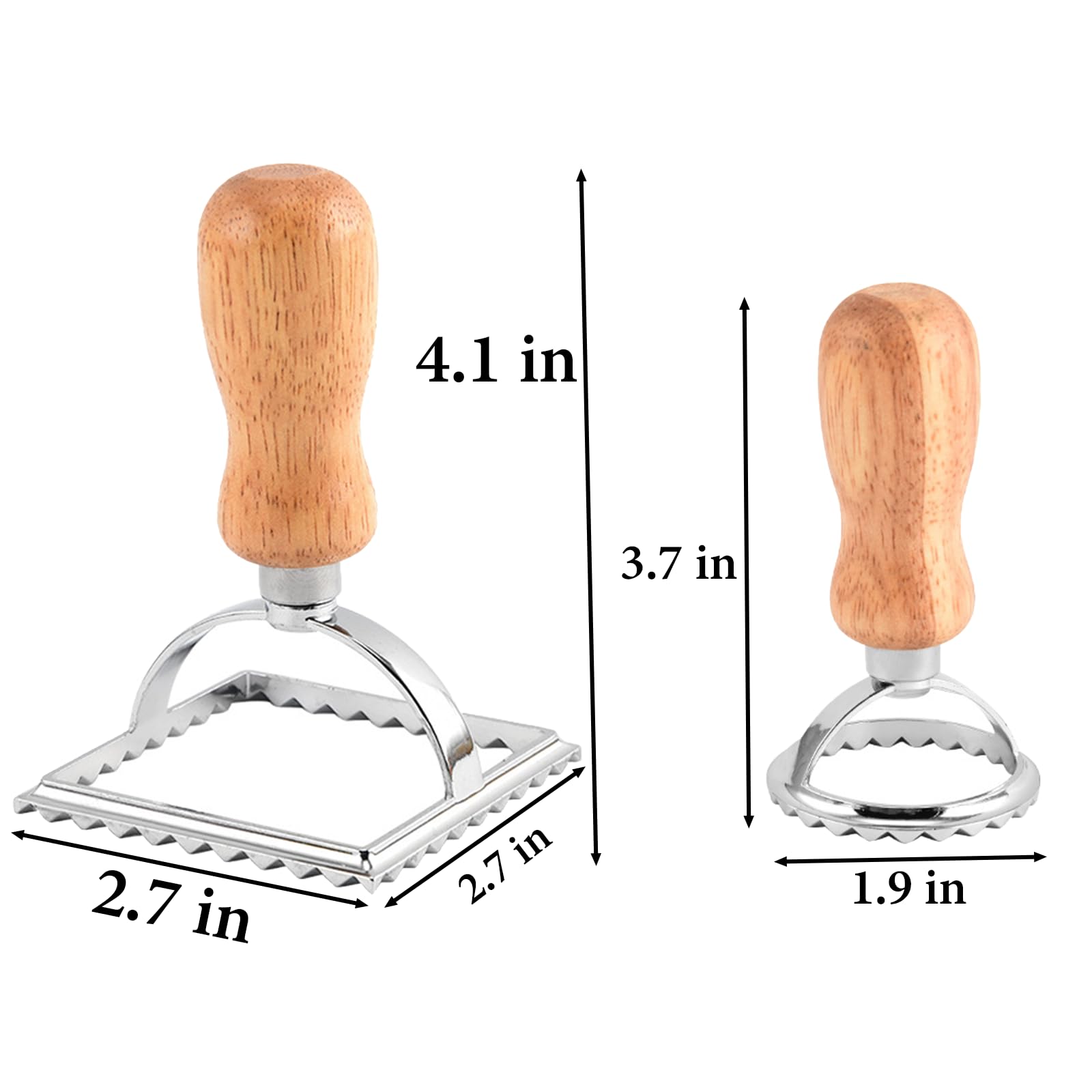 Ravioli Pasta Cutter Wooden Handle Ravioli Mold,One Square and One Round Suitable for Ravioli, Pasta, Biscuits, Etc