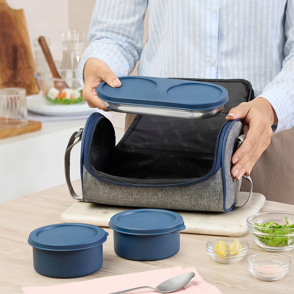 Borosil Steel Lunch Box - Fresh Meals On The Go -3 Borosil Steel Lunch Box - Fresh Meals On The Go -3