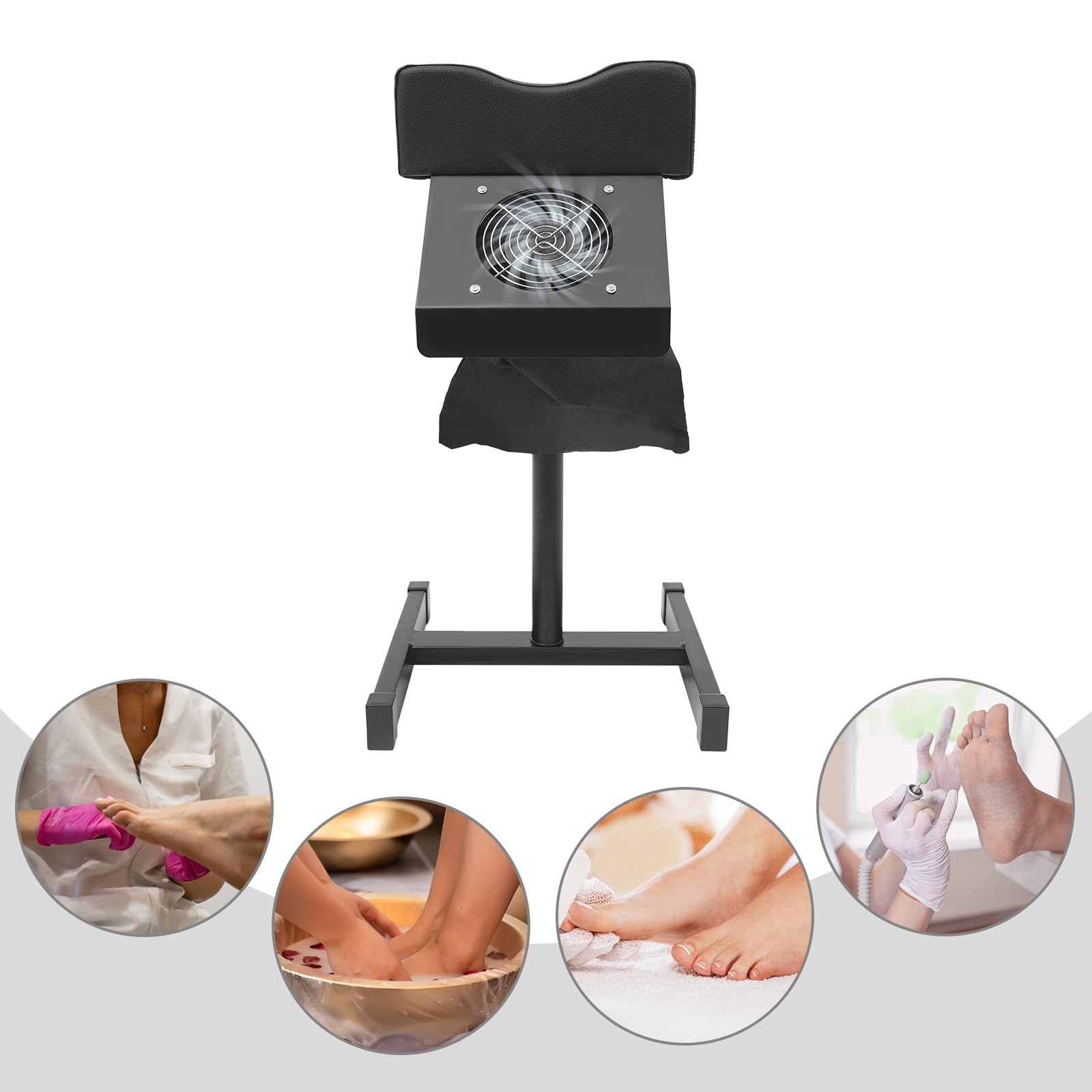 Sedia professionale per pedicure pedicure con aspirazione della polvere, regolabile in altezza (48-68 cm), base a forma di H, portata 10 kg, ideale per salone, spa e uso domestico