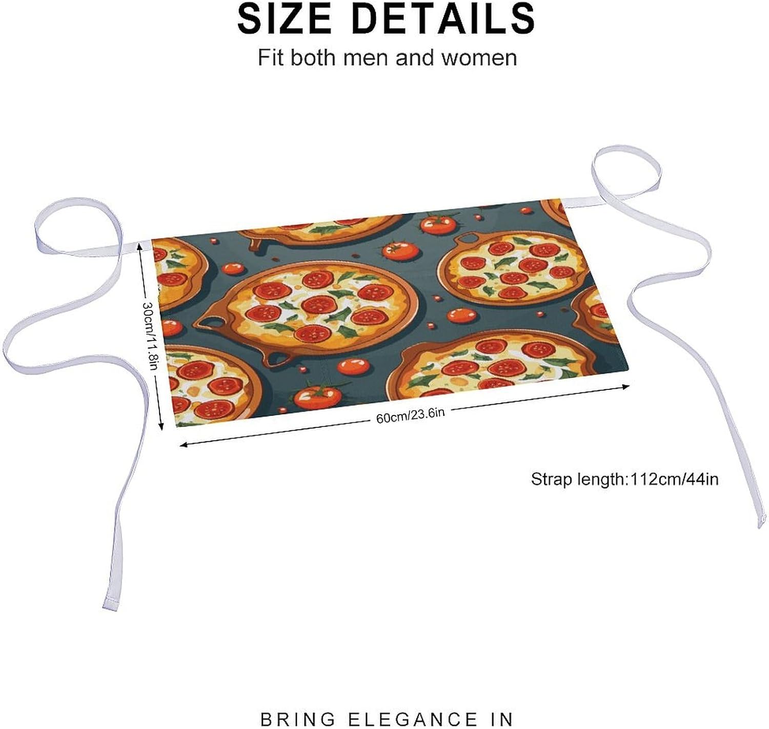 Pizza Food Apron Waterproof Chef Works Half Bistro Server Apron Adjustable Waist Half Apron With Pockets for Men Women Soft Cooking Apron