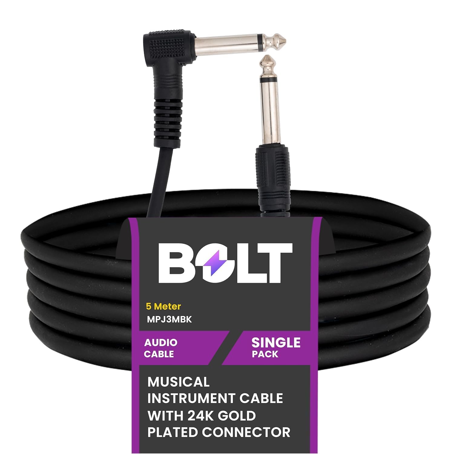 BOLT BC 101-3M Professional Instrument Cable – 3 Meter, 6.35mm (1/4") Straight Jack to Straight Jack for Electric Guitar, Bass Guitar, Mandolin, Amplifiers & Pro Audio Equipment-picture-14