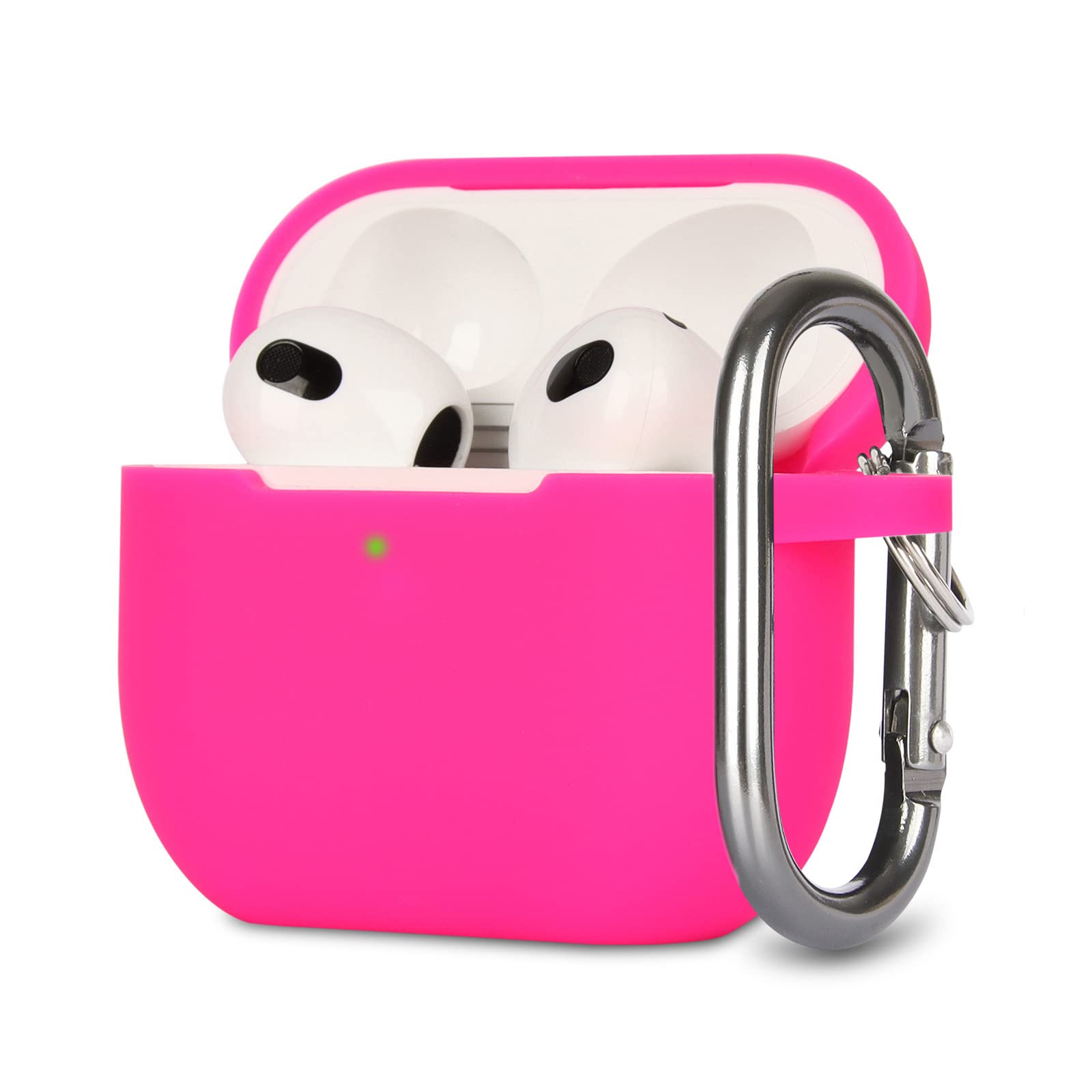 Custodia in Silicone Compatibile con AirPods 3, Case Cover Protettiva in Premium Silicone per Airpods 3rd Generation(2021) con Moschettone, LED Frontale Visibile, Watermelon Red