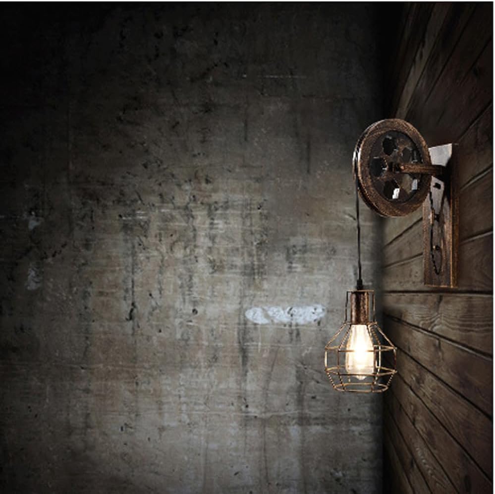 Miniatura 4 de Iron Pulley Wall SconceAmerican Country Wall SconceIndustrial Vintage Wall SconceDining Room Hallway Aisle Light Cage Wall Sconce