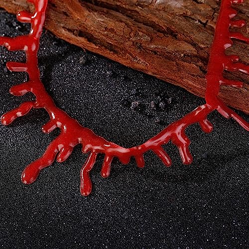 Dzrige Halloween Blood Necklace Horror Bloody Choker Necklace Red Blood Drip Necklace Costume Accessories for Women Girls Halloween Cosplay Party Decoration4