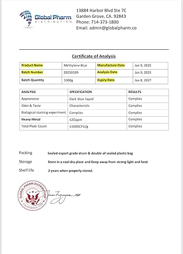 Miniatura 6 de Azul de metileno grado farmacéutico 99.99% con gotero, suplemento dietético saludable para seres humanos, sin formaldehído, fabricado en Estados