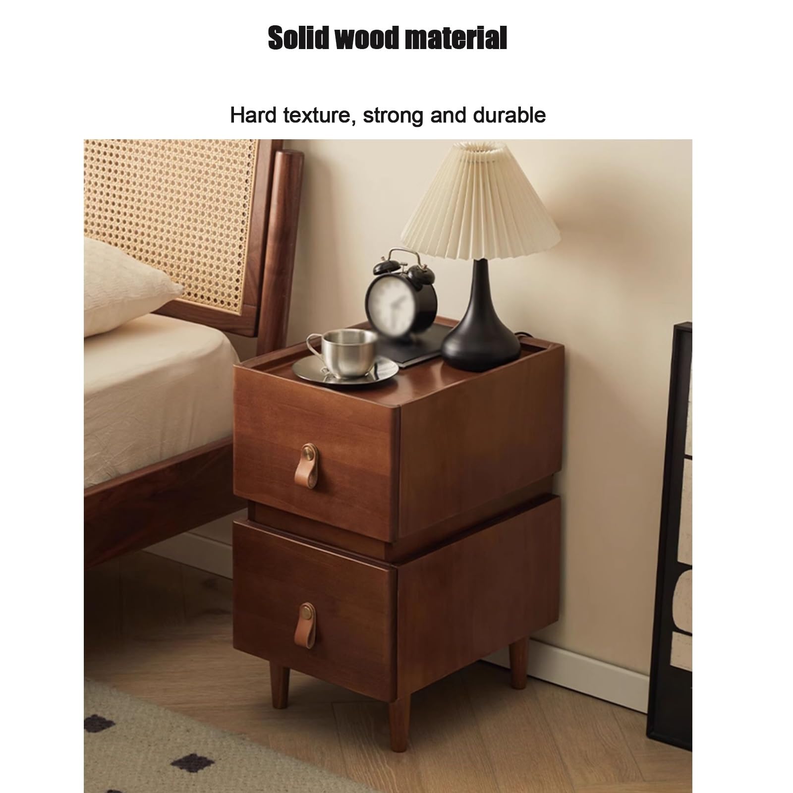 Table de Chevet avec Rangement et 2 tiroirs pour Chambre ou Salon, Design Moderne, Meuble Fonctionnel pour Ranger Vos Essentiels.