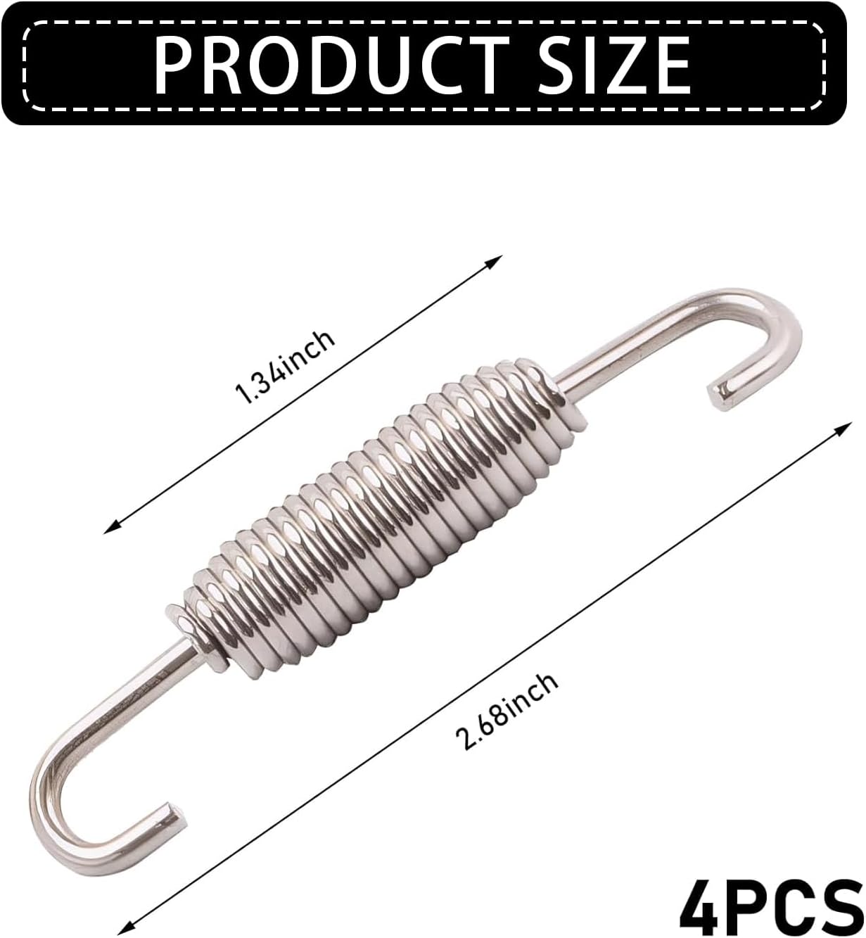 ijuicy 4 PCS Motorcycle Exhaust Muffler Pipe Springs, Motorcycle Modified Exhaust Pipe Stainless Steel Tension Spring Hook, Universal for Most Motorcycles (Double Active Hooks)