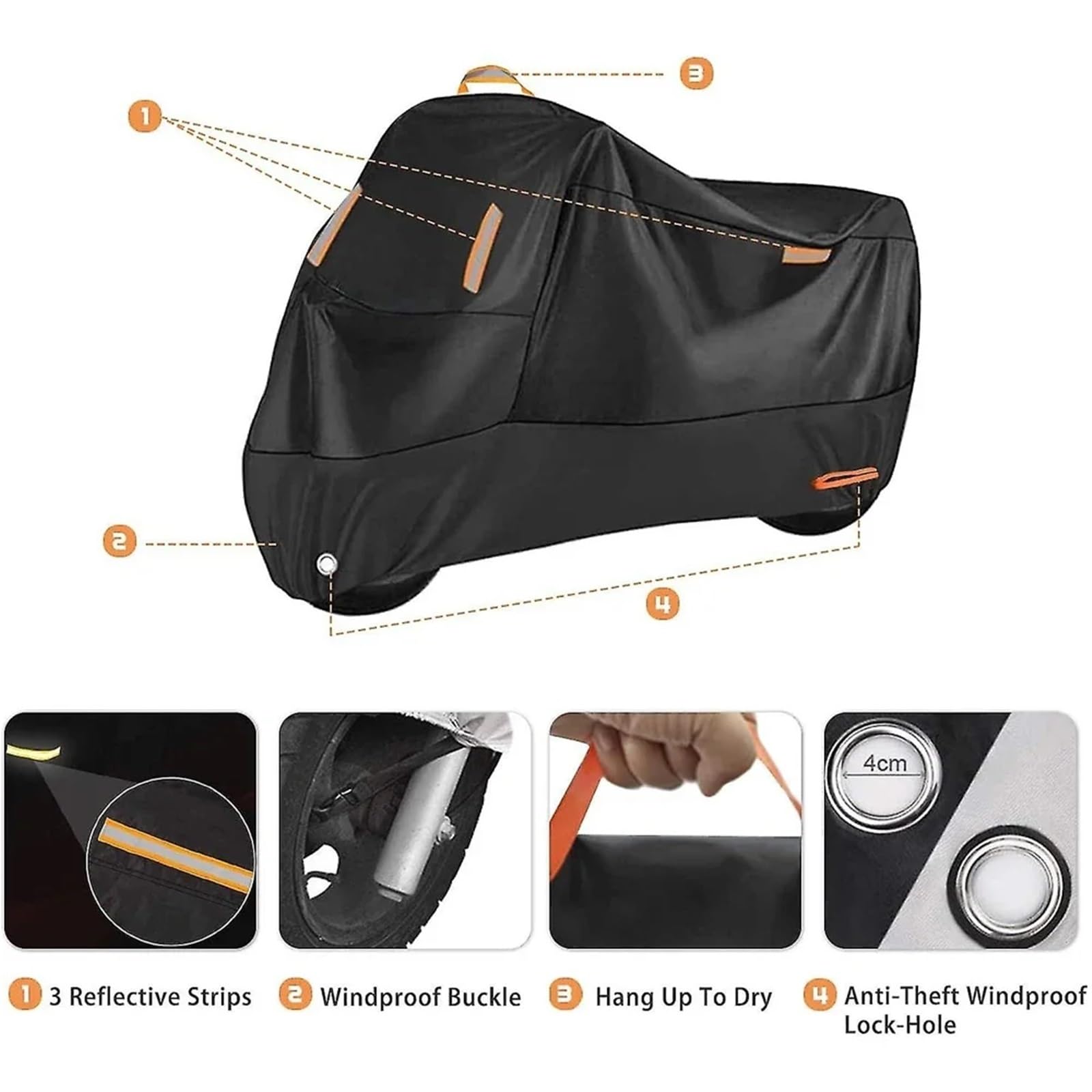 Coprimoto in poliestere | Nero Più Misure Outdoor: Copertura for Moto e Scooter(4XL)