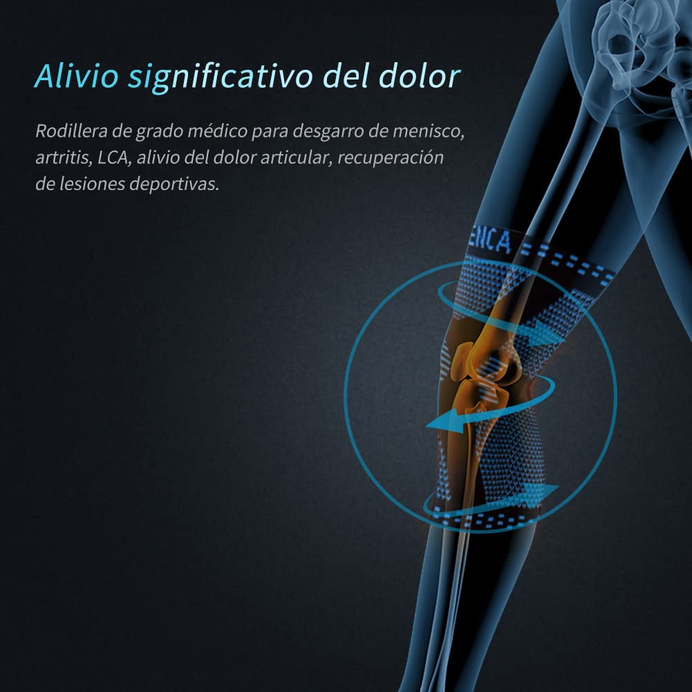 NEENCA Rodillera Profesional, Rodillera de Compresión con Almohadillas de Gel de Rótula y Estabilizadores Laterales para Hombre y Mujer, Rodilleras de Grado Médico para Correr, Desgarro de Menisco - 4