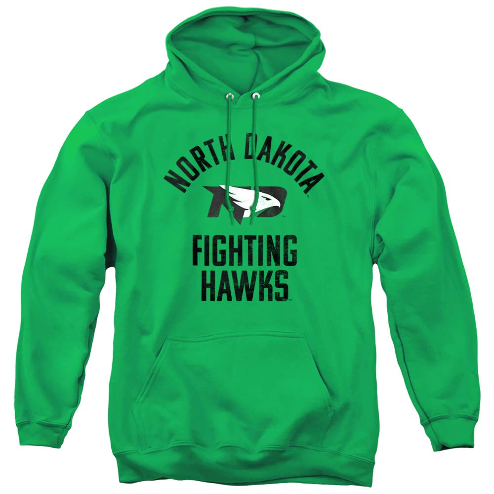 University of North Dakota CLCND201D-AFTH-2 Official Fighting Hawks Logo Unisex Adult Pull-Over Hoodie, Medium, Kelly Green