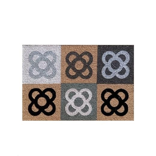 DAMDAM GO Felpudo Fibra de Coco 70x40cm Antideslizantes - Alfombras Originales para la Entrada a Casa, Pasillos, Puertas de Exterior - Panot (Modelo A - Bicolor)