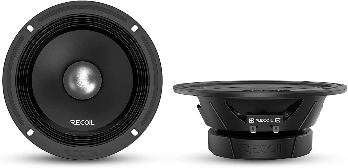 RECOIL MS65-4P Altavoces de puerta para coche con audio profesional de rango medio de 6,5 pulgadas | Bobina móvil Kapton de alta temperatura de 1,5 pulgadas, 4 ohmios, par máximo de 600 vatios de calidad superior