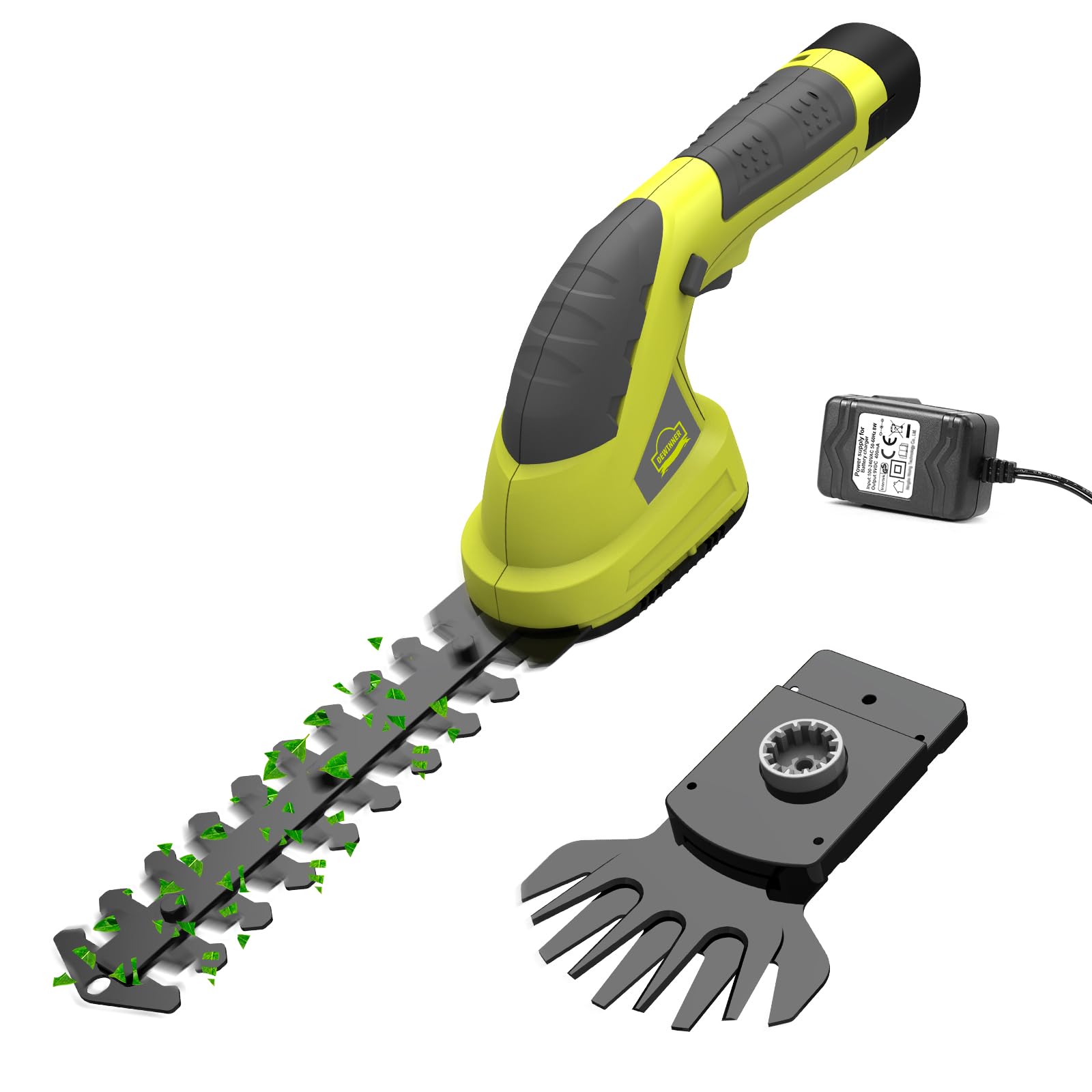 Cordless Grass Shear & Hedge Trimmer, DEWINNER Hand Held Trimmer, Ideal for Shrub, Garden, Grass or Lawn Cultivation, Battery & Charger Included, 2in1 (DE-T1502)