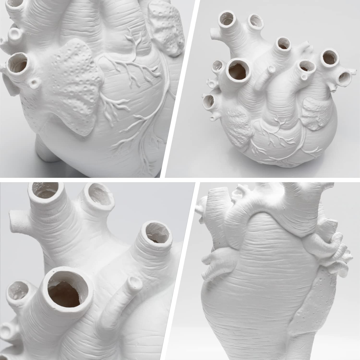 Vaso anatomico a forma di cuore in resina bianca per decorazione moderna della casa, regalo per diverse occasioni