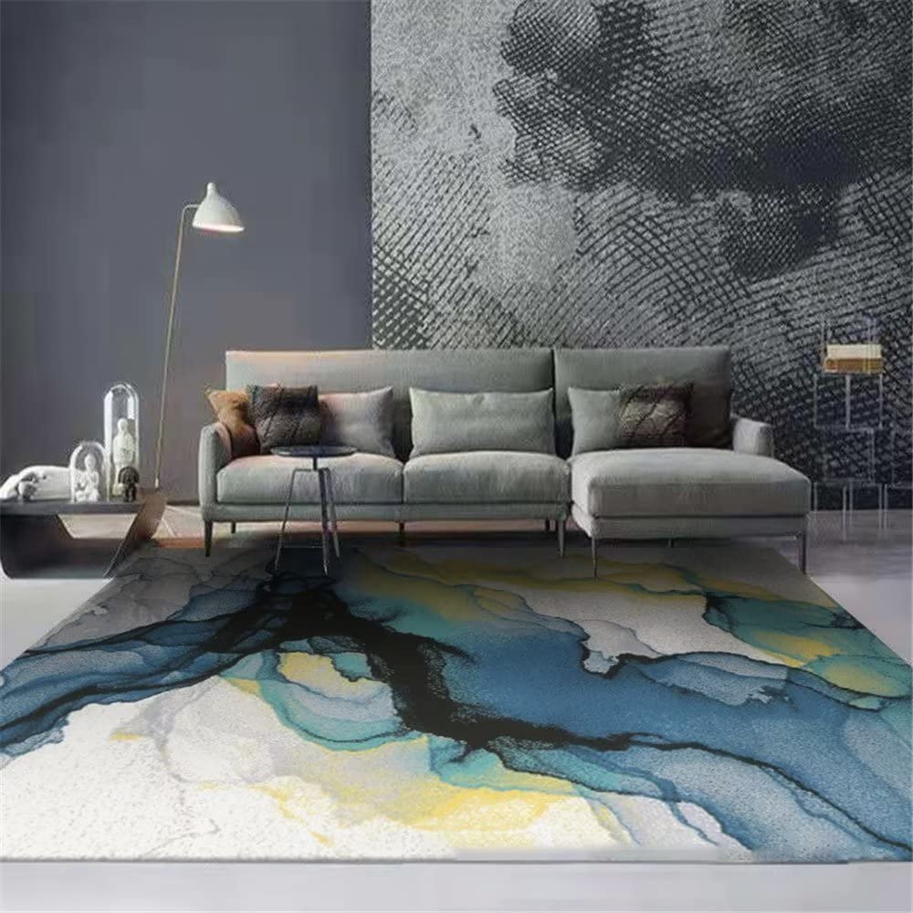 Tapis salon bleu encre motif abstrait pour sublimer votre chambre et espace gamer